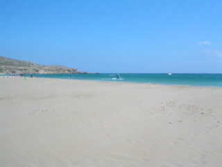 Prasonisi Beach where the Aegean Sea meets the Mediterranean