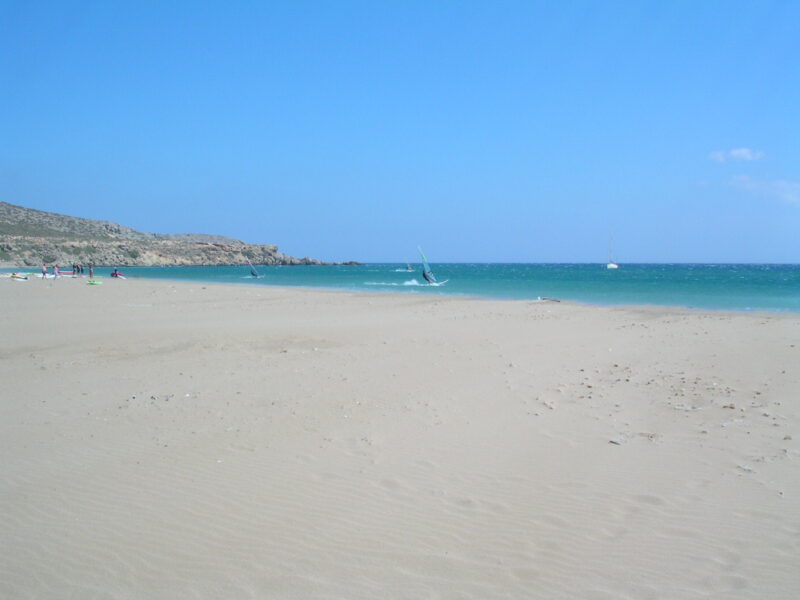 Prasonisi Beach where the Aegean Sea meets the Mediterranean