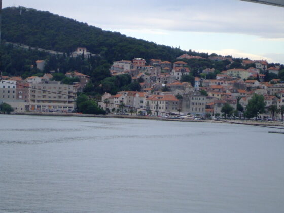 View of the hill from the harbour in Split Croatia
