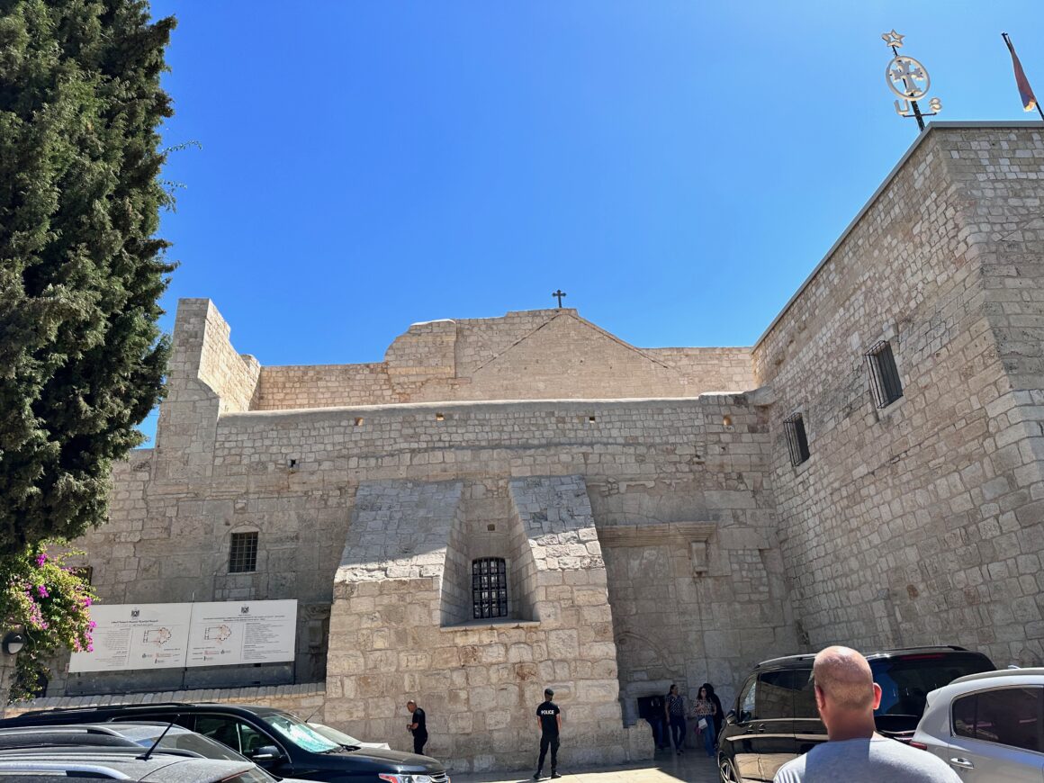 exterior of church of the nativity in bethlehem