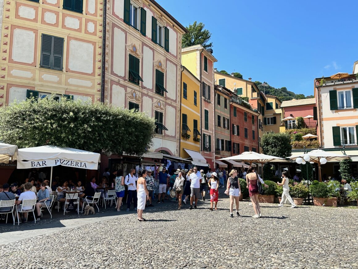 cobbled piazza portofino italy