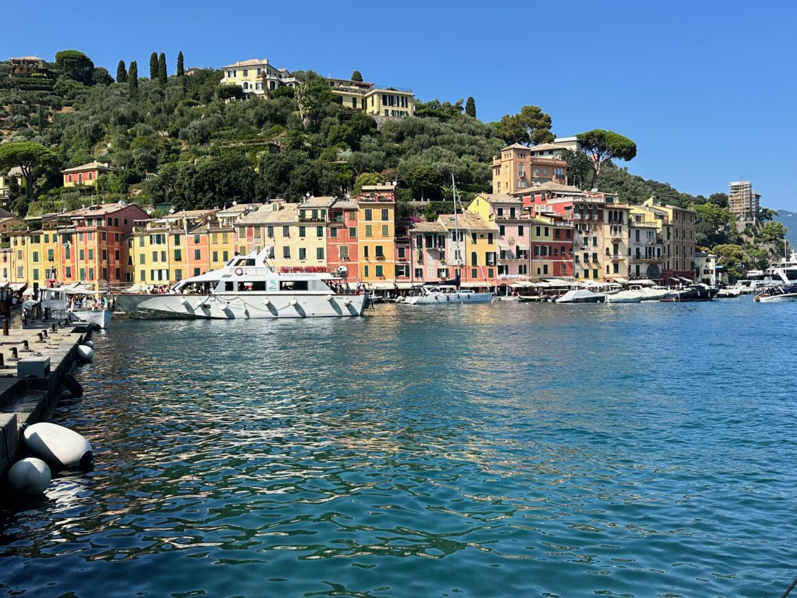 pastel colored portofino buildings hugging the waterfront in portofino