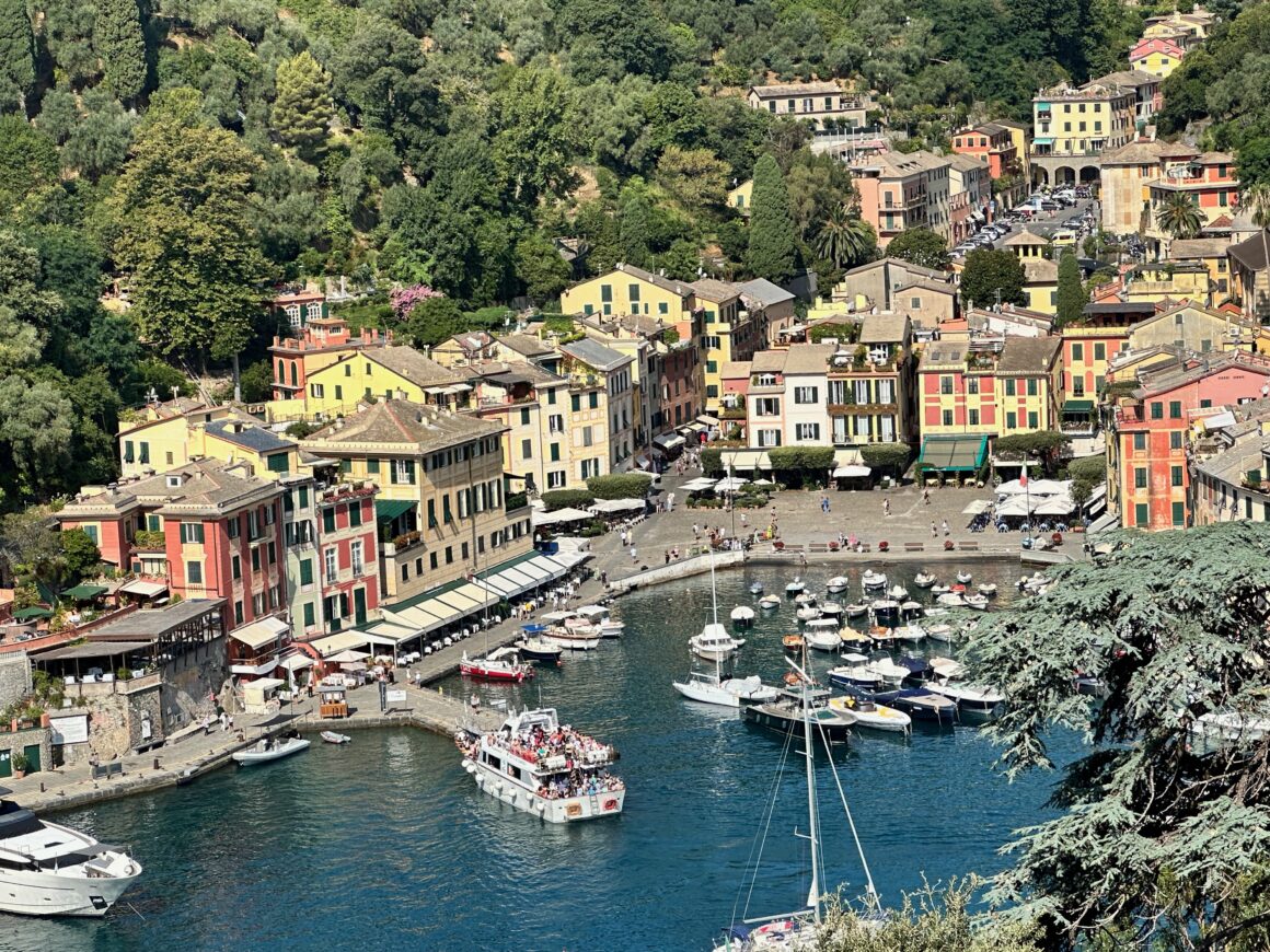view of portofino italy from castello brown