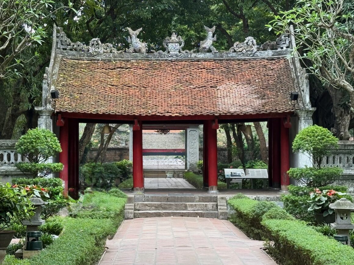 entrance to the temple of literature hanoi vietnam