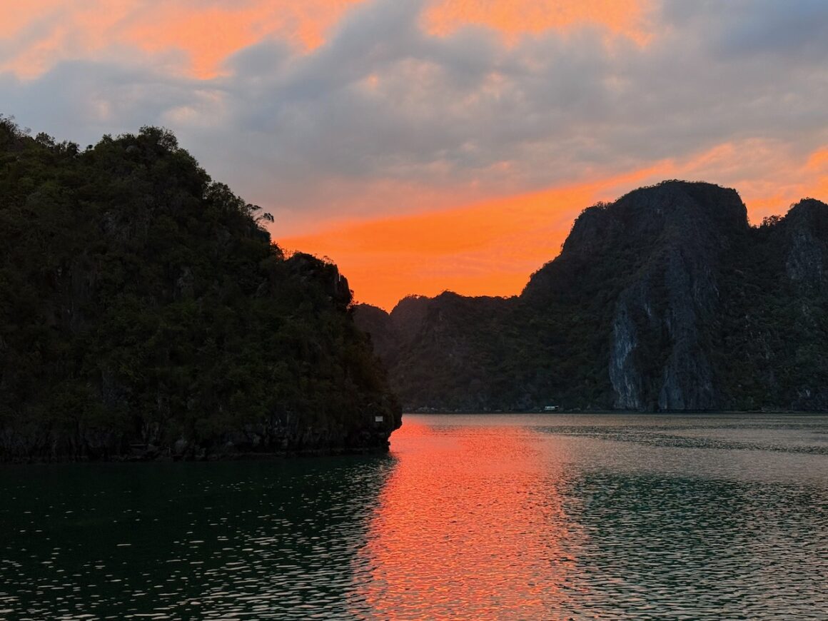 sunset at lan ha bay vietnam