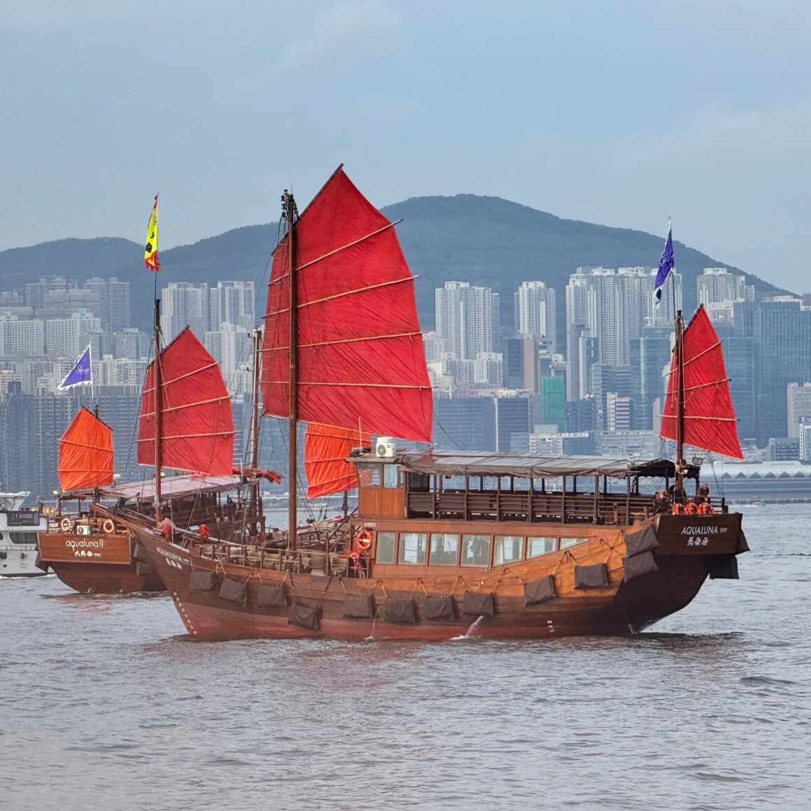 classic boats in hong kong harbor